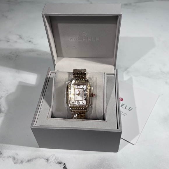 Michele Deco Madison 18K Gold Diamond Watch